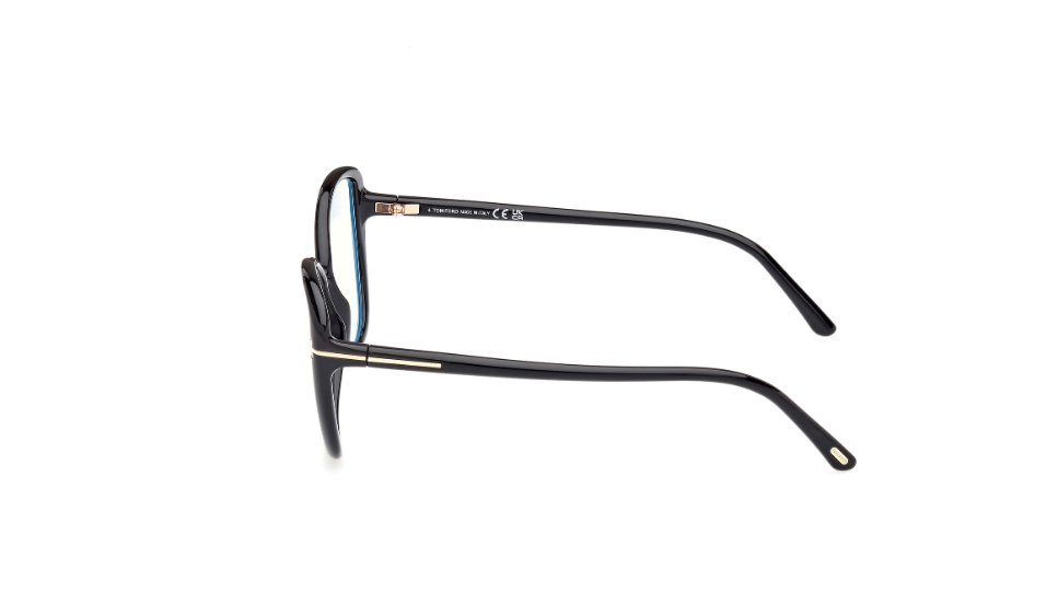 Tom Ford FT5907 001 Shiny Black/Blue Block Cat Eye Women's Eyeglasses