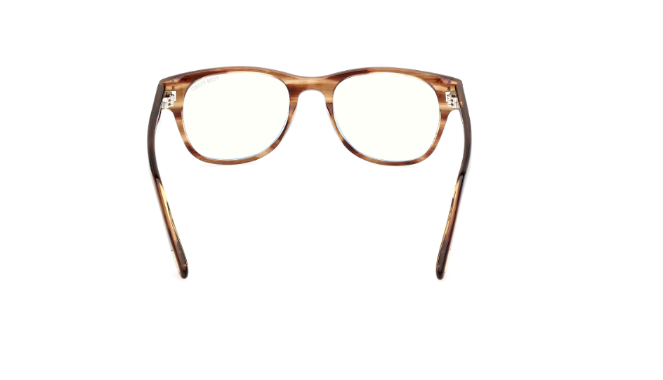 Tom Ford FT5898 050 Light Brown/Striped Square Men's Eyeglasses