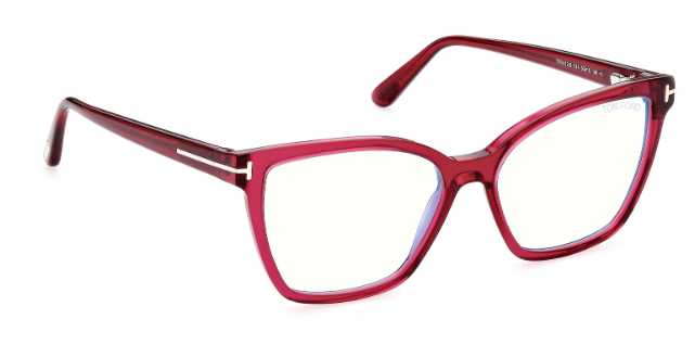 Tom Ford FT5812-B 091 Shiny Dark  Fuxia/ Clear Square Women's Eyeglasses