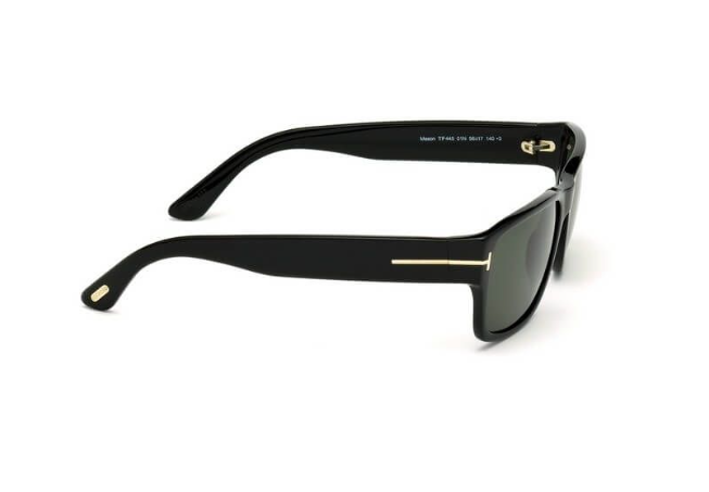 Tom Ford FT0445 01N Shiny Black/Green Rectangular Men's Sunglasses