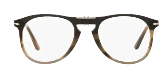 Persol 0PO9714VM 1135 Black/Striped/Brown/Grey  Silver Men's Eyeglasses