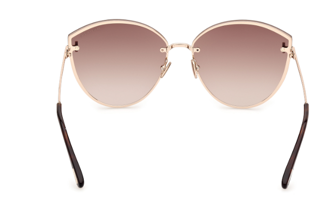 Tom Ford FT1106 28G Shiny Rose Gold  /Brown Mirror Cat Eye Women Sunglasses