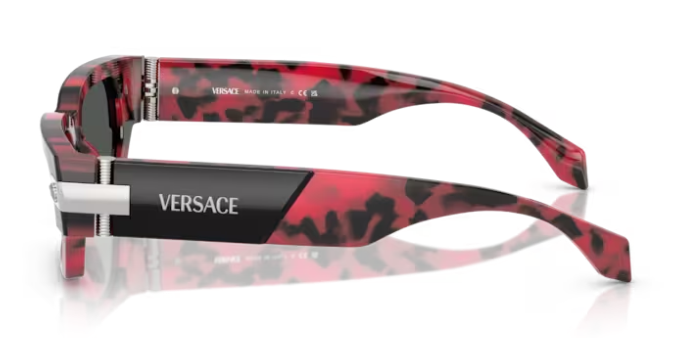 Versace 0VE4465 545787 black-Red Havana/Dark grey Rectangular Men's Sunglasses