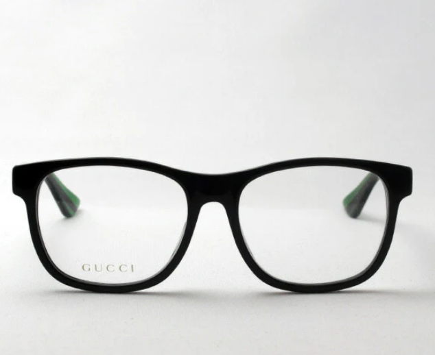 Gucci GG0004OA 002 Black Green/Red Rectangle Men's Eyeglasses