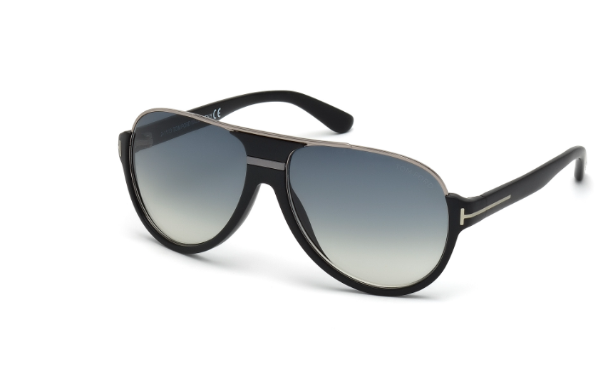 Tom Ford Dimitry FT0334 02W Matte Black/Gradient Blue Round Men's Sunglasses