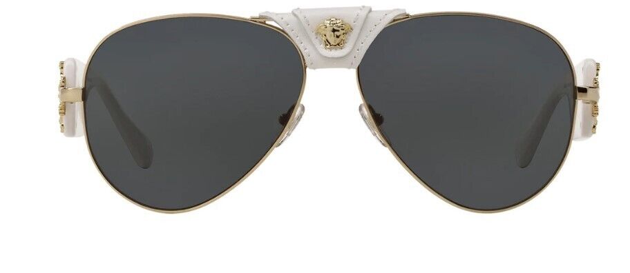 Versace VE 2150Q 134/87 Limited Edition Gold-White/Black Oval Men's Sunglasses