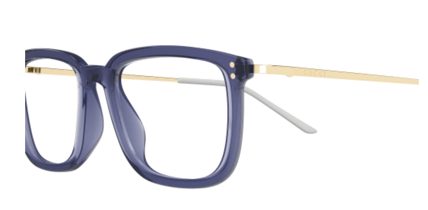 Gucci GG1709O 007 Blue/Gold Rectangle Men's Eyeglasses