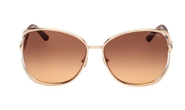 Tom Ford Marta FT1091 28F Deep Gold-Blonde Havana/Brown Round Women's Sunglasses