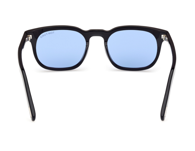 Tom Ford FT1122-D 01V Shiny Black/Blue Square Men's Sunglasses