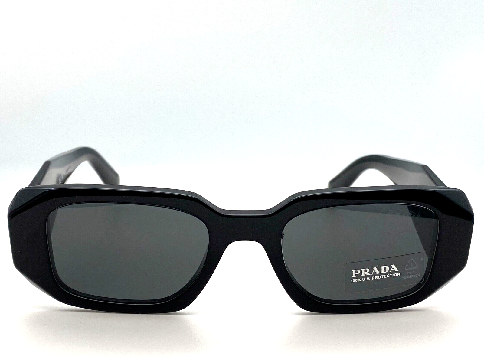 Prada 0PR17W 1AB5S0 Black/Dark Grey Rectangular Women's Sunglasses