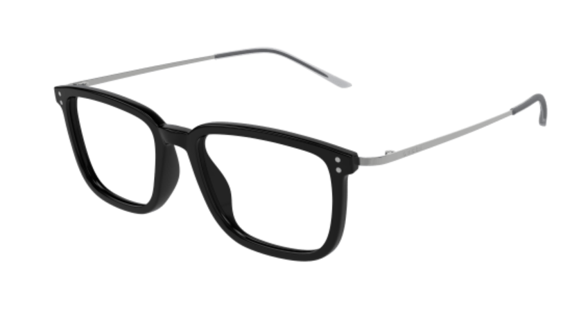 Gucci GG1709O 005 Black/Silver Rectangle Men's Eyeglasses