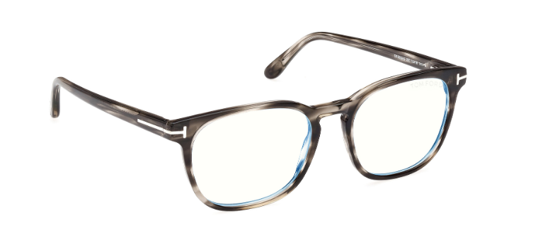 Tom Ford FT5868-B 020 Grey/Striped Blue Block Lenses Men's Eyeglasses