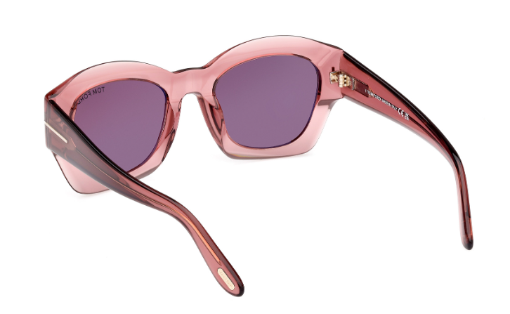 Tom Ford GUILLIANA FT1083 72E Shiny Dark Pink/Brown Square Women's Sunglasses