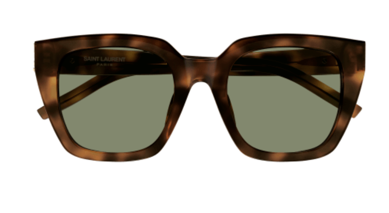 Saint Laurent SL M143 003 Havana/Green Wide Cat Eye Women's Sunglasses