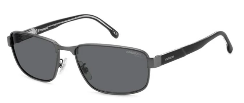 CARRERA C FLEX 09/G/S R-80 Ruthenium/Grey Polarized Rectangle Men's Sunglasses