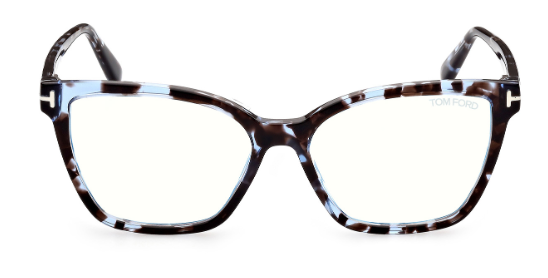 Tom Ford FT5812-B 055 - Coloured Havana/ Clear Square Women's Eyeglasses