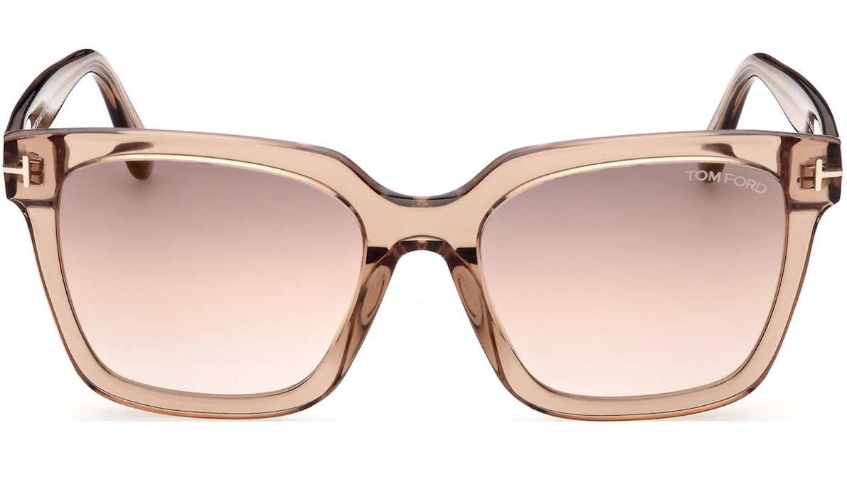 Tom Ford FT 0952 Selby 45G Transparent Brown/Sand Gold Mirrored Sunglasses