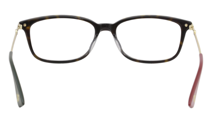 Gucci GG0112OA 002 Havana/Gold Metal Rectangle Women's Eyeglasses.