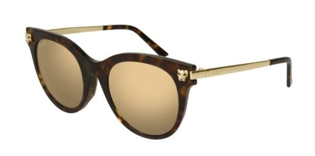 Cartier CT0024SA-002 Havana/Bronze Cat-Eye Women's Sunglasses.