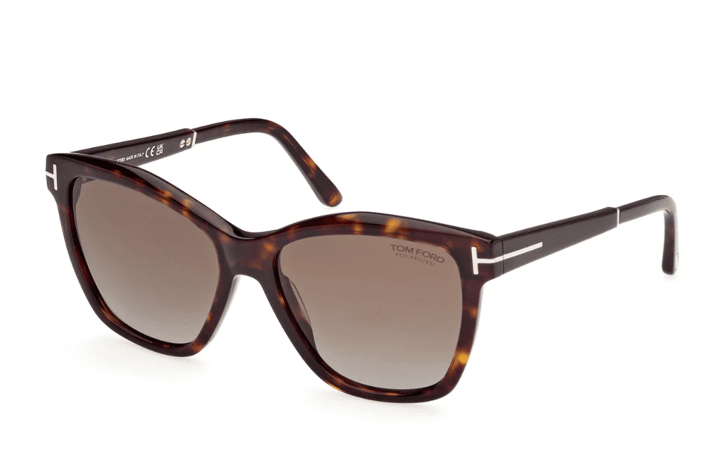 Tom Ford FT1087 Lucia 52H Dark Havana/Brown Gradient Polarized Square Sunglasses