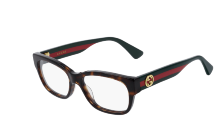 Gucci GG0278O 015 Havana Green/Red Rectangle Women's Eyeglasses