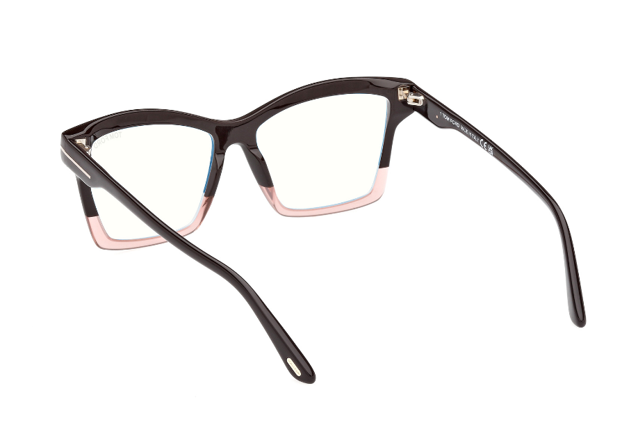 Tom Ford FT5964-B 050 Light Brown Monocolor/Shiny Dark Brown Women's Eyeglasses