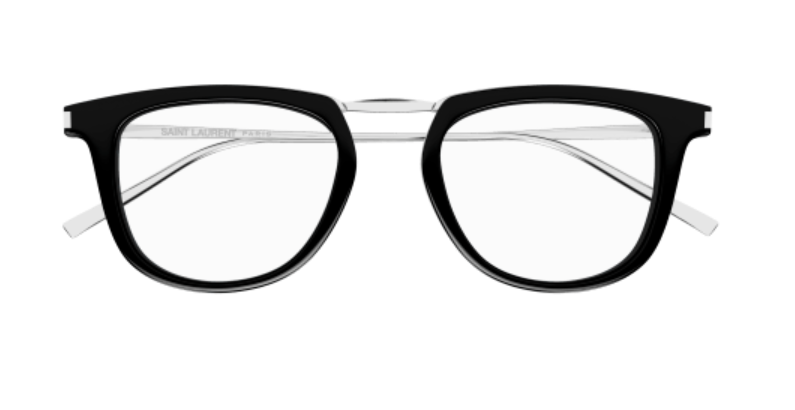 Saint Laurent SL 753 OPT 001 Black/Silver Soft Square Men's Eyeglasses