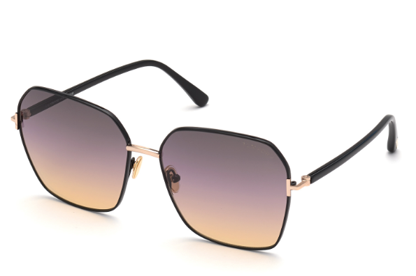 Tom Ford FT0839 Claudia-02 01B Rose Gold-Shiny Black/Smoke Gradient Sunglasses