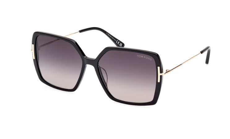 Tom Ford Joanna FT1039 01B Shiny Black/Gradient Smoke Square Women's Sunglasses