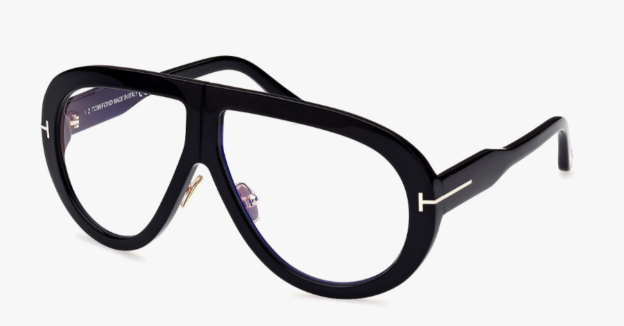 Tom Ford FT836 001 Troy Shiny Black/Clear Blue Block Oval Men's Sunglasses