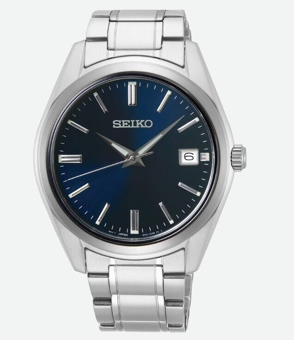 Seiko Essential Blue Dial Stainless Steel Strap Men's Watch SUR309P1