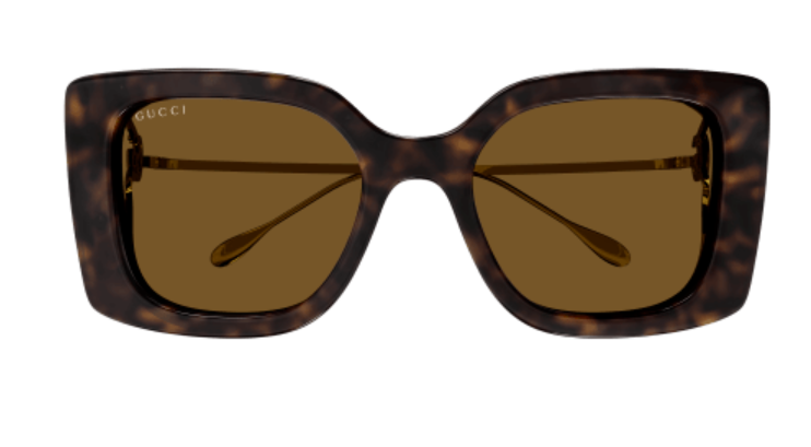 Gucci GG1567SA 002 Havana-Gold/Brown Oversized Square Women's Sunglasses