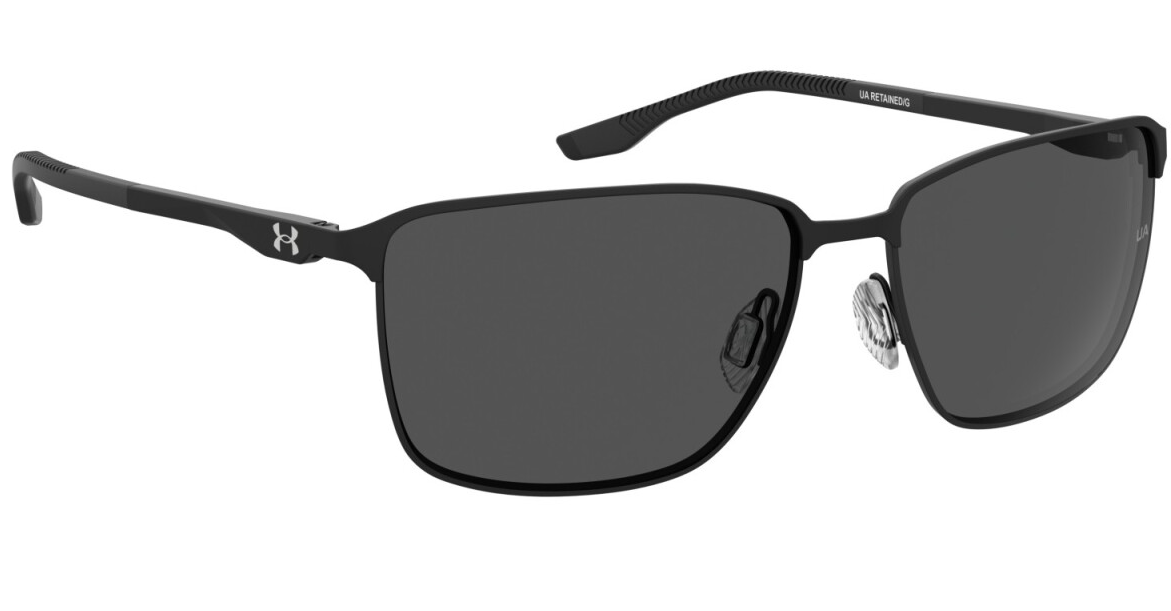 Under Armour UA Retained/G 003 Matte black/Grey Rectangular Men's Sunglasses