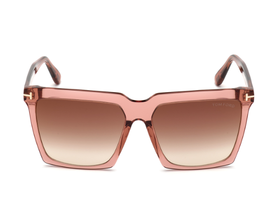 Tom Ford FT0764 Sabrina-02 72G Shiny Light Pink/Brown Gradient Square Sunglasses