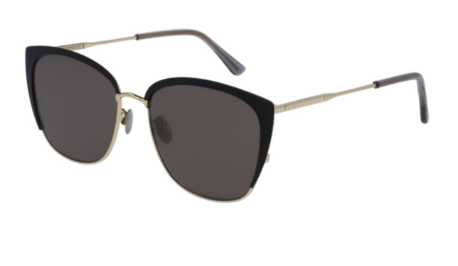 Bottega Veneta BV 0089 SK- 001 Black-Gold/Brown Square Women's Sunglasses