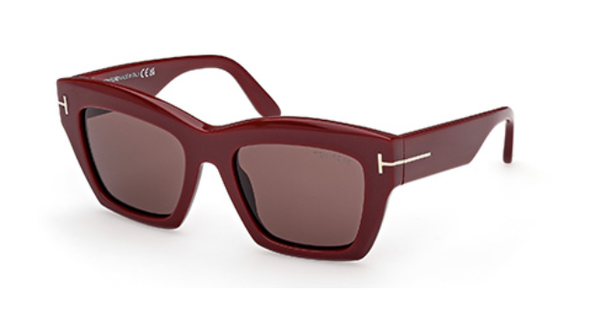 Tom Ford Luna FT1191 69E Shiny Bordeaux/Brown Square Women's Sunglasses