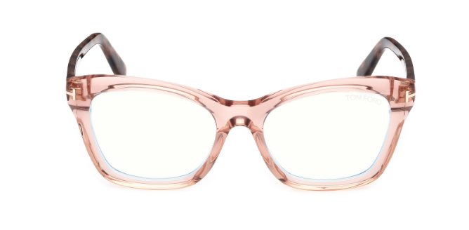 Tom Ford FT5909  072 - Shiny Light Pink/ Clear Square Women's Eyeglasses