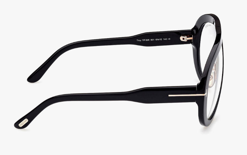 Tom Ford FT836 001 Troy Shiny Black/Clear Blue Block Oval Men's Sunglasses