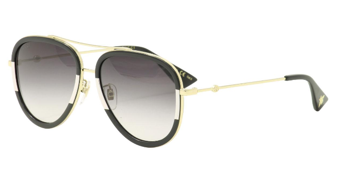 Gucci GG0062S 006 Black Gold/Grey Gradient Oval Women's Sunglasses