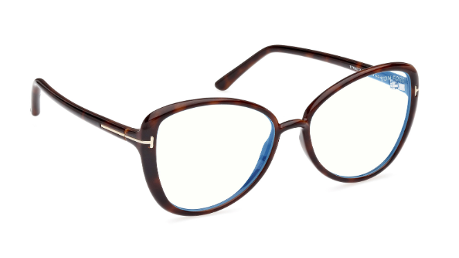 Tom Ford FT5907 052 Dark Havana / Clear Butterfly shaped Women's Eyeglasses