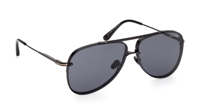 Tom Ford LEON FT1071 01A Shiny Black/Smoke Soft Square Men's Sunglasses