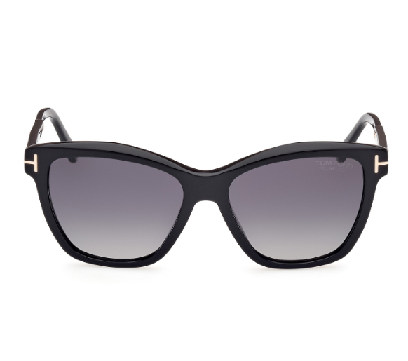 Tom Ford FT1087 Lucia 01D Shiny Black/Smoke Gradient Polarized Square Sunglasses