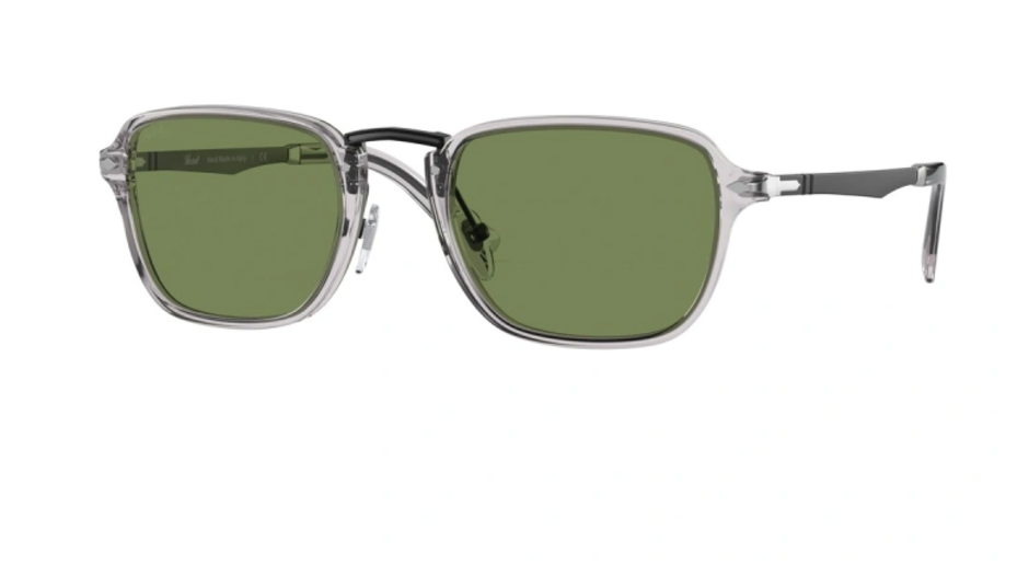 Persol 0PO3247S 309/4E Transparent Grey/Green Square Men's Sunglasses