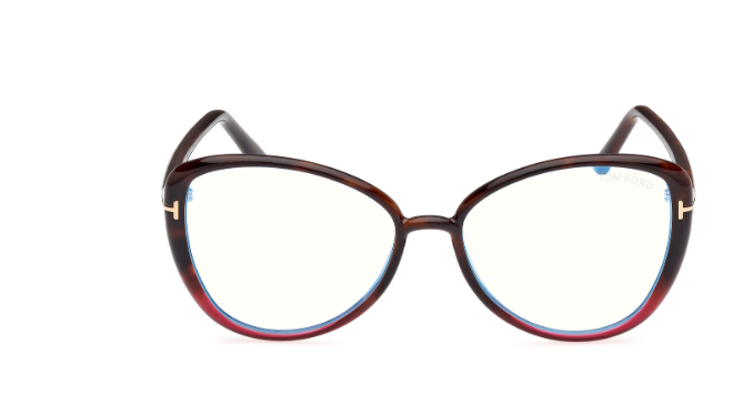 Tom Ford FT5907 055 Coloured Havana / Clear Butterfly shaped Women's Eyeglasses