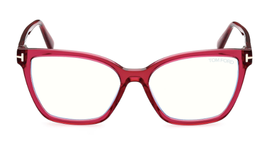 Tom Ford FT5812-B 091 Shiny Dark  Fuxia/ Clear Square Women's Eyeglasses