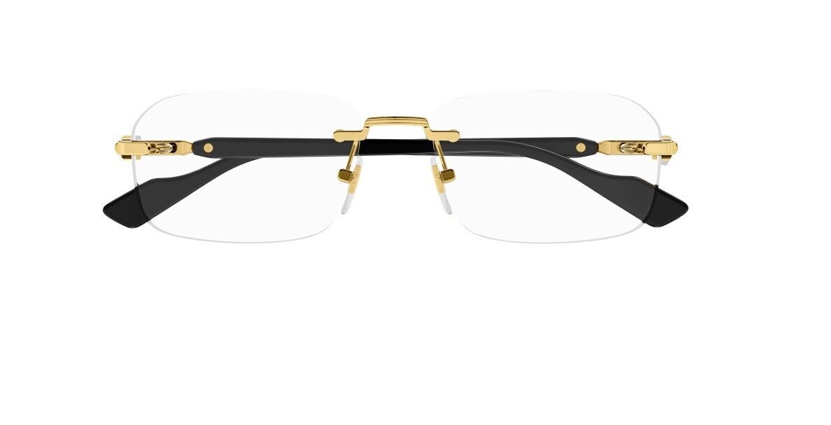 Gucci GG1221O 001 Gold-Black Rectangular Narrow Rimless Men's Eyeglasses