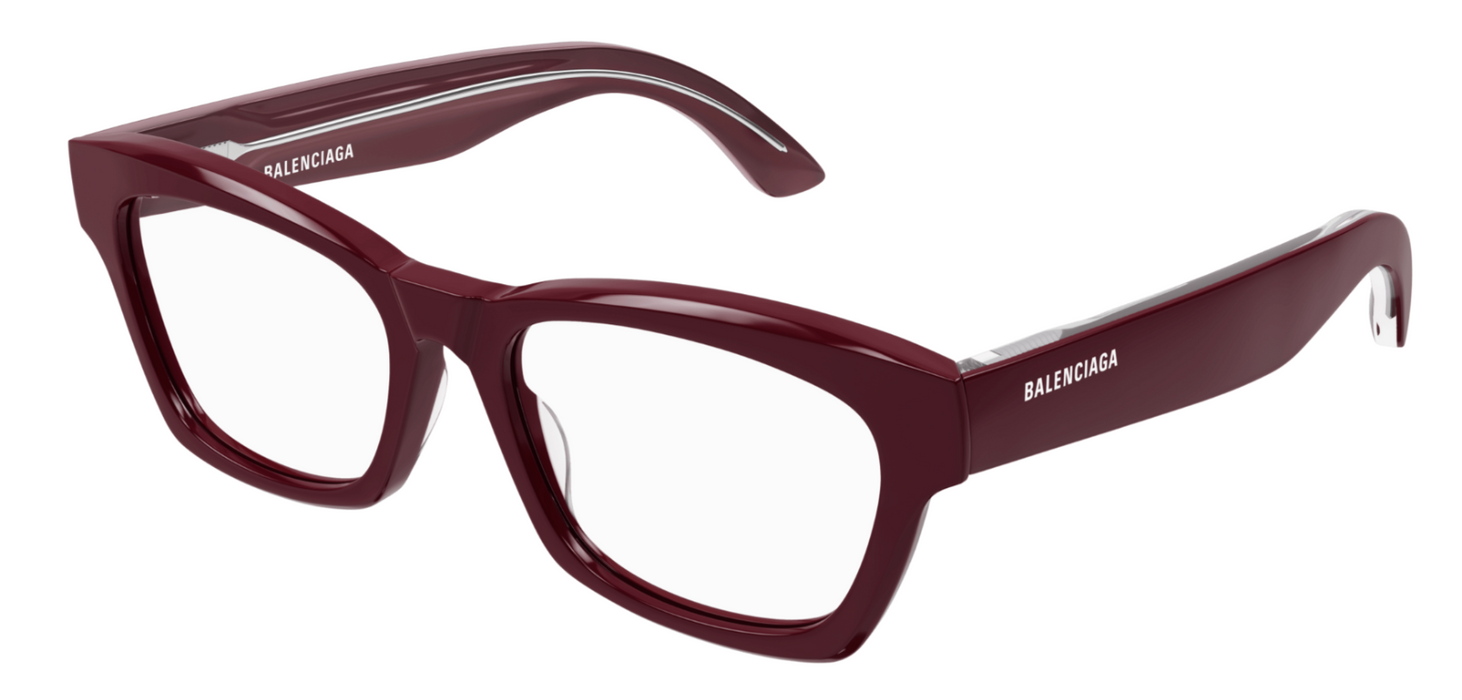 Balenciaga BB0242O 005 Burgundy Squared Men's Eyeglasses