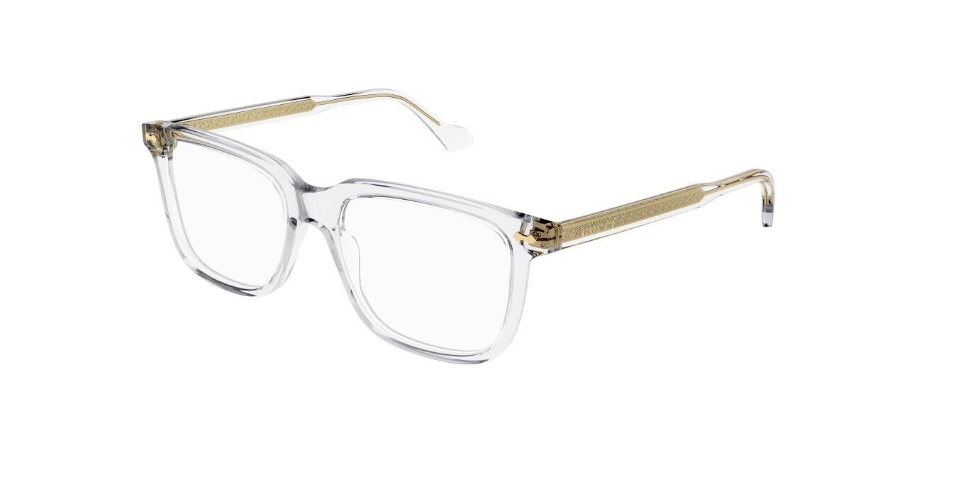 Gucci GG0737O 017 Transparent Crystal Rectangular Men's Eyeglasses