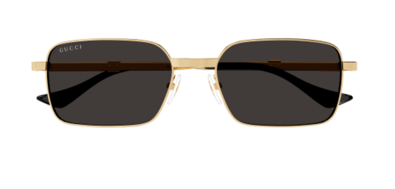 Gucci GG1495S 001 Gold/Grey Rectangular Metal Men's Sunglasses