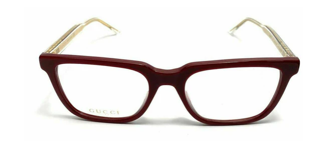 Gucci GG0560ON 007 Burgundy/Crystal Rectangle Men's Eyeglasses.